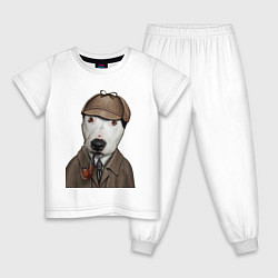 Пижама хлопковая детская Собака Шерлок Холмс, цвет: белый