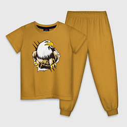 Пижама хлопковая детская Орел 3D, цвет: горчичный