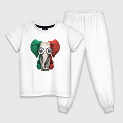 Пижама хлопковая детская Italy Elephant, цвет: белый