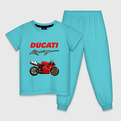 Пижама хлопковая детская DUCATI ДУКАТИ MOTOSPORT, цвет: бирюзовый