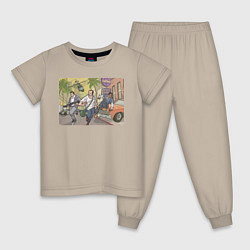 Пижама хлопковая детская GTA 5, цвет: миндальный