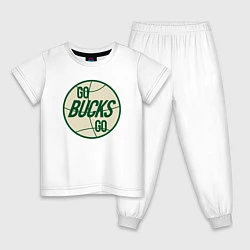 Пижама хлопковая детская Go Bucks Go, цвет: белый