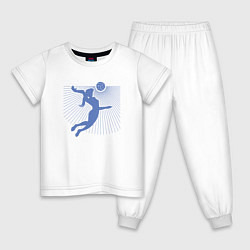 Пижама хлопковая детская Girl Volleyball, цвет: белый