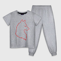 Пижама хлопковая детская Неоновый волк, цвет: меланж
