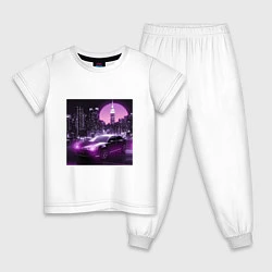 Пижама хлопковая детская Neon Citroen, цвет: белый