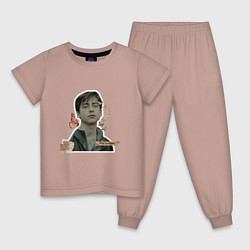 Пижама хлопковая детская Эйдан Галлагер, цвет: пыльно-розовый