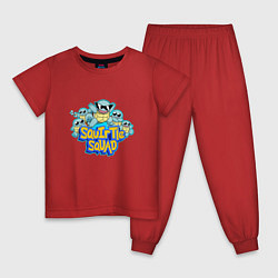 Пижама хлопковая детская Отряд Сквиртлов, цвет: красный