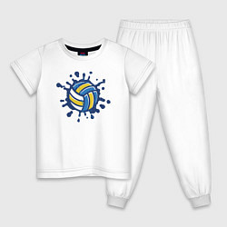 Пижама хлопковая детская Волейбольный мяч, цвет: белый