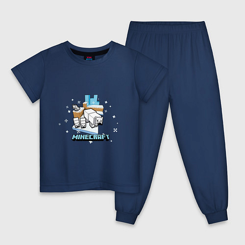 Детская пижама Майнкрафт Белые медведи / Тёмно-синий – фото 1
