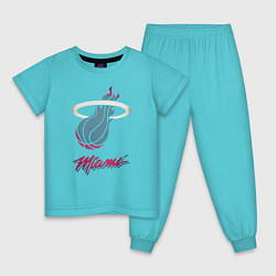 Пижама хлопковая детская Miami Heat, цвет: бирюзовый
