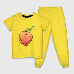 Пижама хлопковая детская Милая персик, цвет: желтый