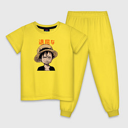 Пижама хлопковая детская Луффи One Piece Большой куш, цвет: желтый