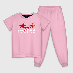Пижама хлопковая детская Группа Алиса цвета светло-розовый — фото 1