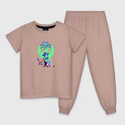 Пижама хлопковая детская Brawl Stars - Bad Randoms, цвет: пыльно-розовый