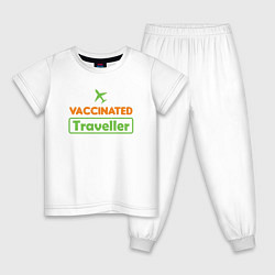 Пижама хлопковая детская Вакцинированный турист, цвет: белый