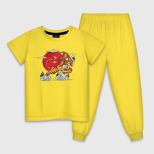Детская пижама Тигр в закате / Желтый – фото 1
