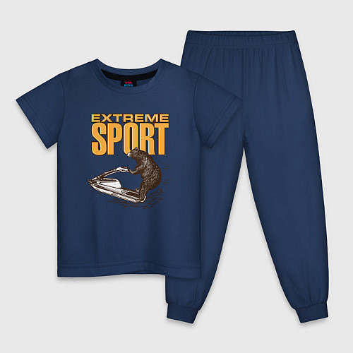 Детская пижама Медведь экстремальный спорт / Тёмно-синий – фото 1