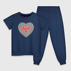 Пижама хлопковая детская Тойота - Сердечко, цвет: тёмно-синий