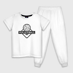 Пижама хлопковая детская Volleyball, цвет: белый