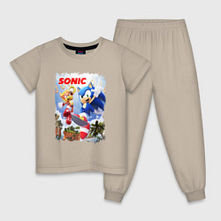 Пижама хлопковая детская SONIC СОНИК Z, цвет: миндальный