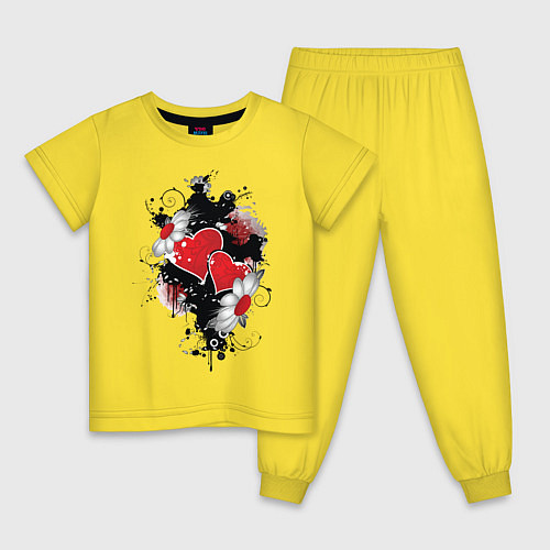 Детская пижама Сердца и ромашки / Желтый – фото 1