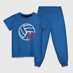 Пижама хлопковая детская Love Volleyball, цвет: синий