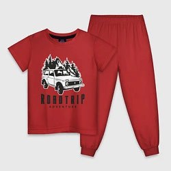 Пижама хлопковая детская Niva roadtrip, цвет: красный