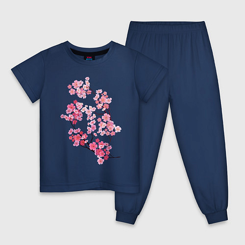 Детская пижама Цветение вишни / Тёмно-синий – фото 1