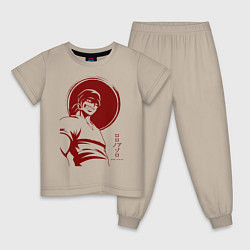 Пижама хлопковая детская Ророноа Зоро One Piece, цвет: миндальный