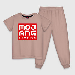 Пижама хлопковая детская Mojang Studios, цвет: пыльно-розовый