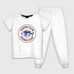 Пижама хлопковая детская Клуб рыболовов, цвет: белый