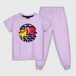 Пижама хлопковая детская Pac-Man, цвет: лаванда