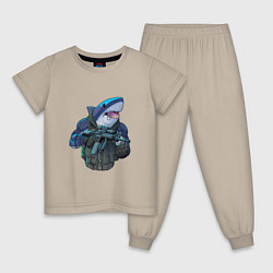 Пижама хлопковая детская Водный спецназ, цвет: миндальный