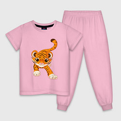 Пижама хлопковая детская Милый Тигренок, цвет: светло-розовый