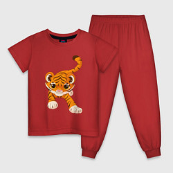 Пижама хлопковая детская Милый Тигренок, цвет: красный