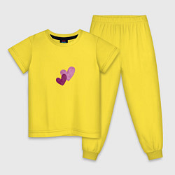 Пижама хлопковая детская Сердечки, цвет: желтый