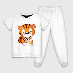 Пижама хлопковая детская Little Tiger, цвет: белый