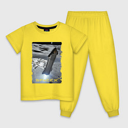 Пижама хлопковая детская Старт ракеты Space X, цвет: желтый