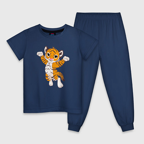 Детская пижама Милый тигренок / Тёмно-синий – фото 1