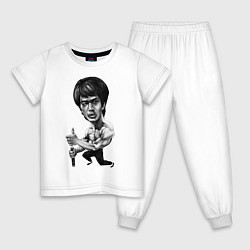 Пижама хлопковая детская Bruce Lee, цвет: белый