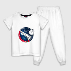 Пижама хлопковая детская SPACE X CRS-5, цвет: белый