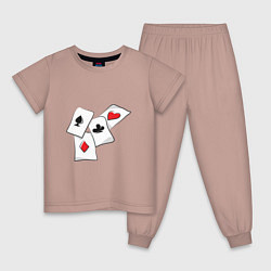 Пижама хлопковая детская Покерные карты, цвет: пыльно-розовый