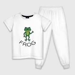 Пижама хлопковая детская Frog green, цвет: белый