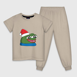 Пижама хлопковая детская Pepe, pepe happy, Пепе хеппи, pepe happy new year, цвет: миндальный