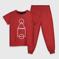 Пижама хлопковая детская Игра в кальмара: схема, цвет: красный