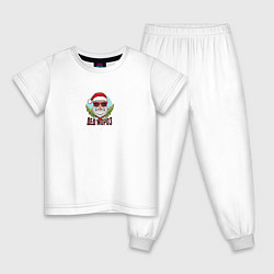 Пижама хлопковая детская Крутой Дед Мороз, цвет: белый