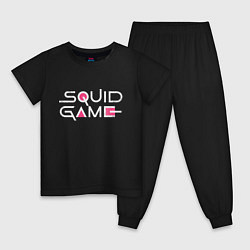 Пижама хлопковая детская Squid game - Игра в кальмара, цвет: черный