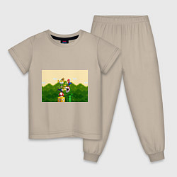 Пижама хлопковая детская Mario Coins, цвет: миндальный