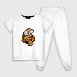 Пижама хлопковая детская Boom Tiger, цвет: белый