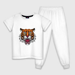 Пижама хлопковая детская Style - Tiger, цвет: белый